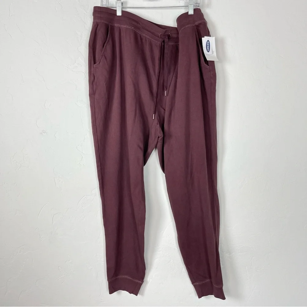 Old Navy Pants Joggers Sweats New Rib Ankle Cuff Tie Waist Fleece High Rise Knit